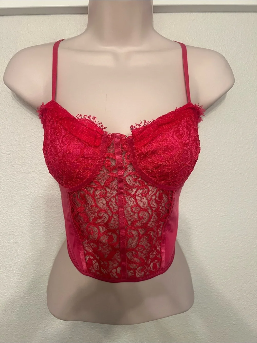 Cider Red Lace Bustier Cami Top